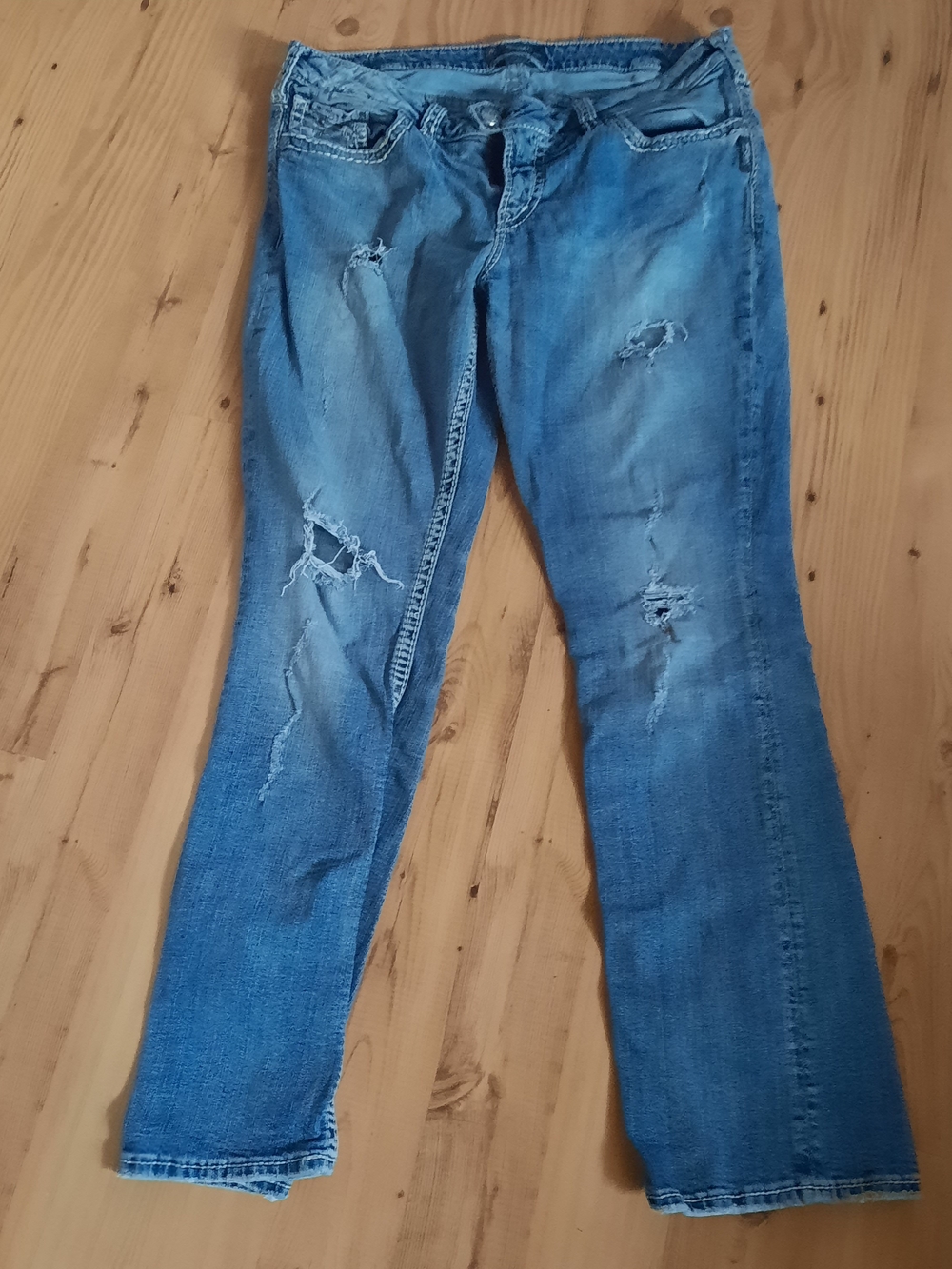 Silver Baby Boot Distressed Blue Jeans